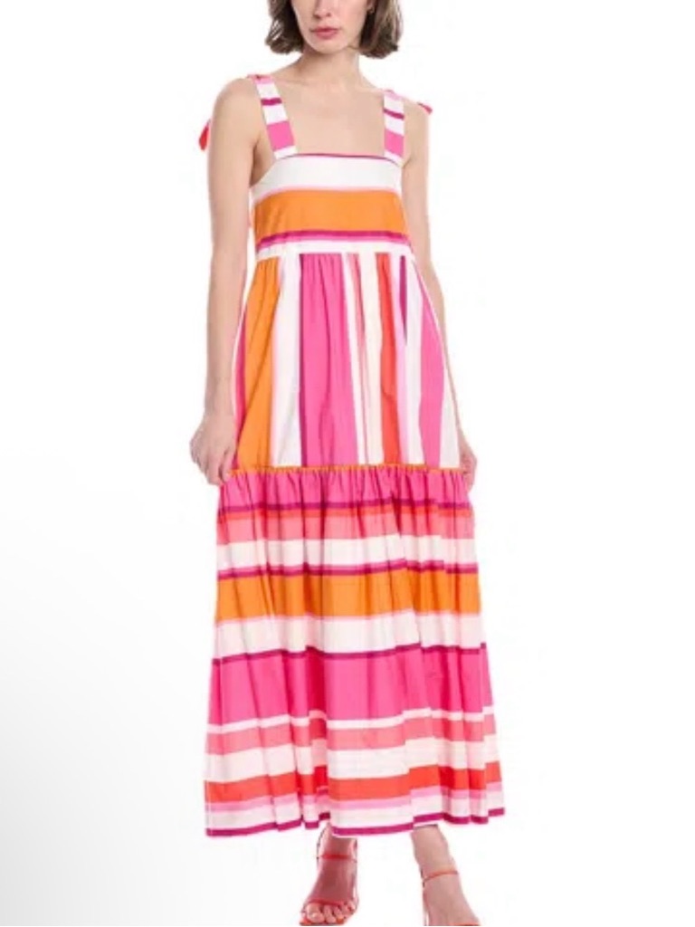 Hermoza Bridget Pink And White Striped Maxi Dress | L